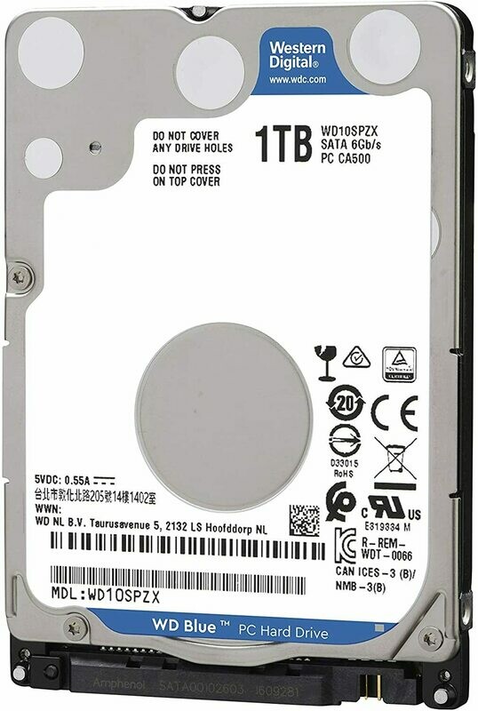 Unidad  de disco duro de conexion en caliente Western Digital 1TB de 2.5" 128MB CACHE SATA 6.0Gb/s WD BLUE WD10SPZX