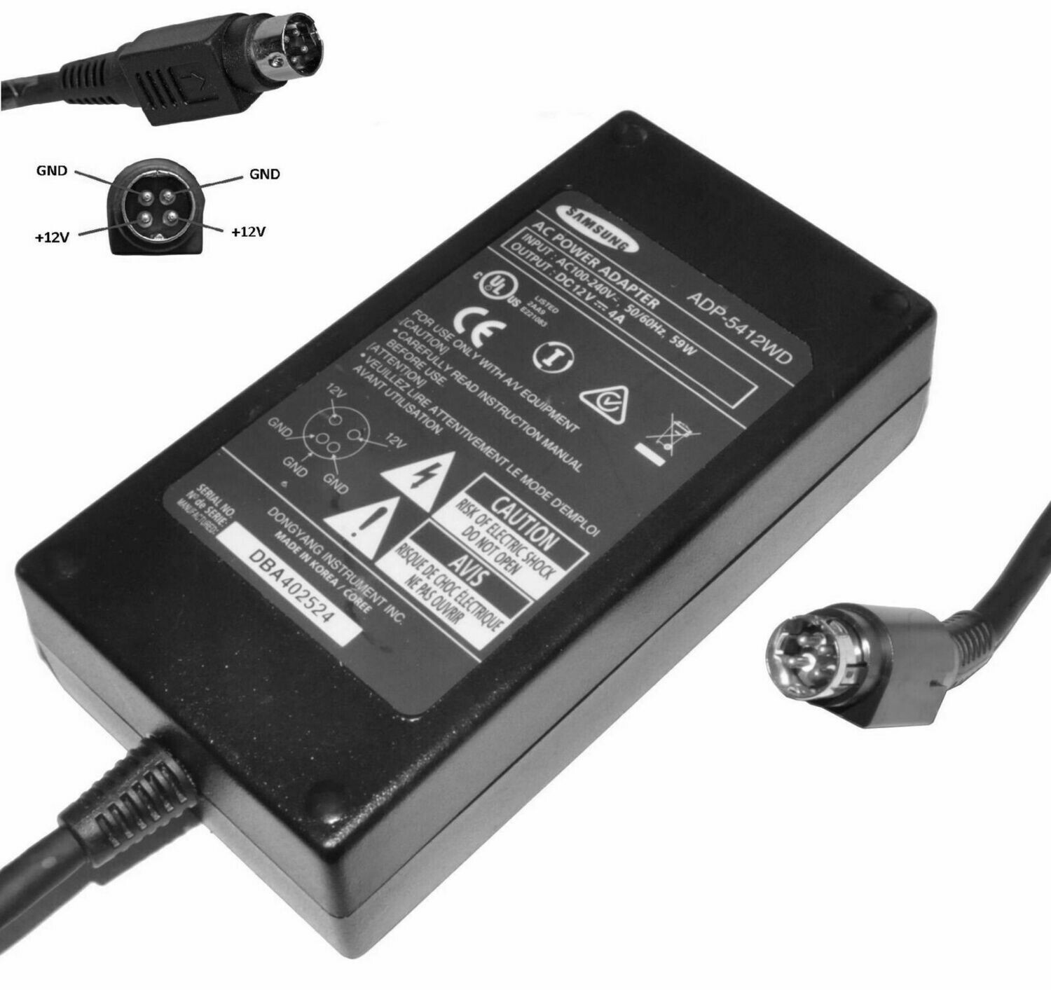 Cargador Original Samsung 12V 4A 59W 4Pin ADP-5412VE, ADP5412WD, BA44-00032A