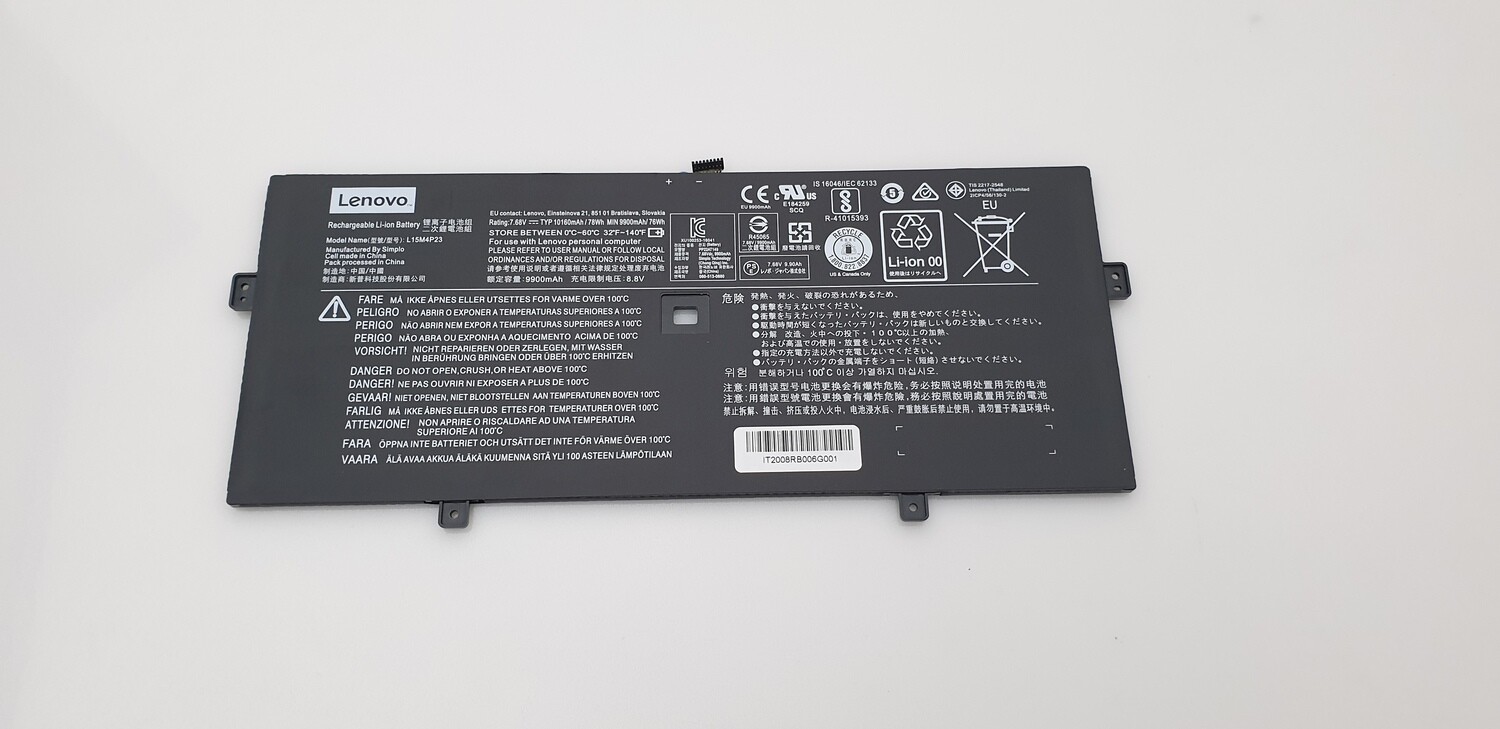 Bateria Original Lenovo IdeaPad Yoga 910-13IKB Series 7.68V 10160mAh
78Wh L15M4P23 5B10L22508