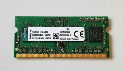 Memoria RAM Kingston 4GB PC3 - 10600 CL9204-Pin S0DIMM (1333 MHz DDR3) KVR13S9S8/4 , 99U5469-035.A00LF