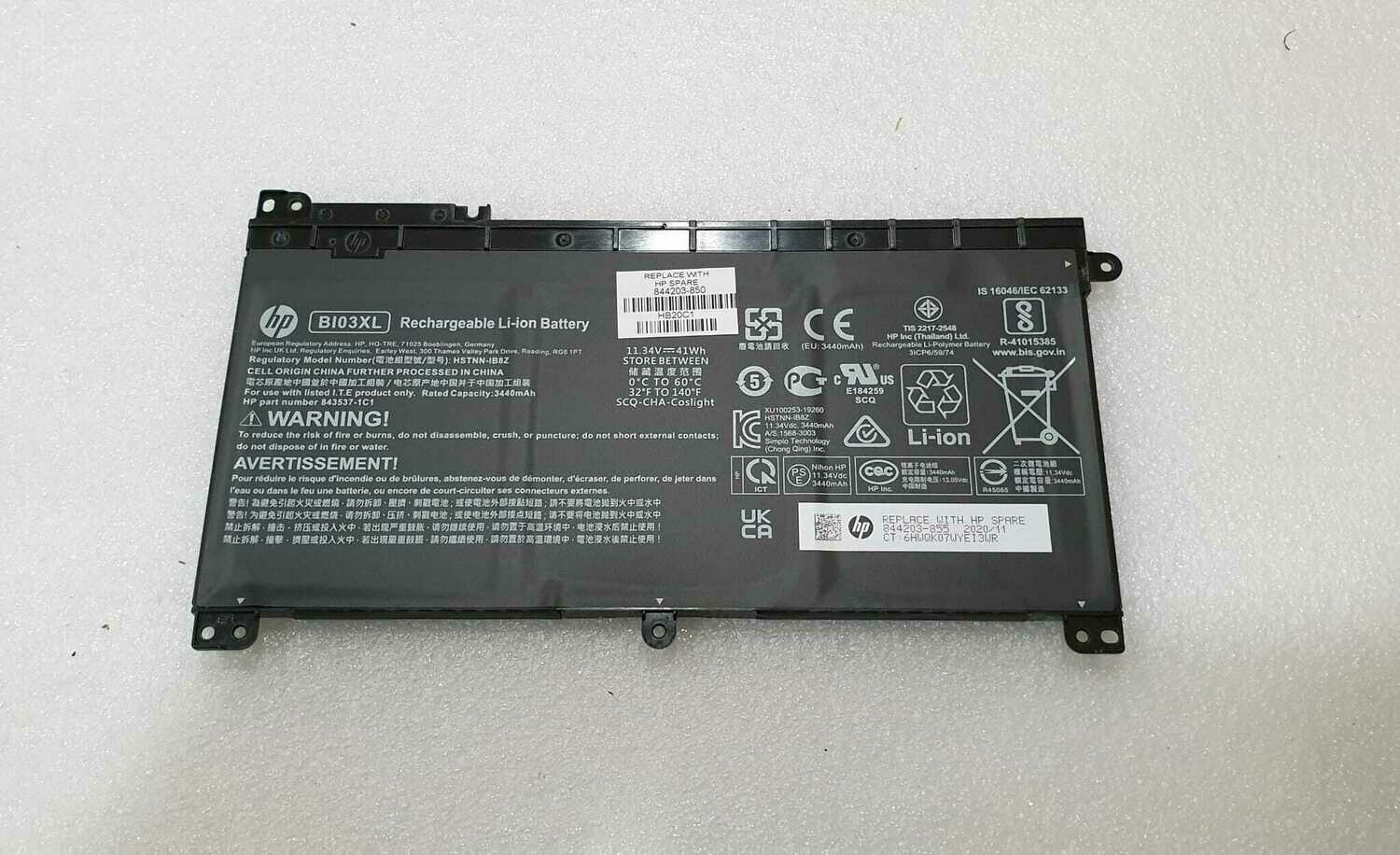 Bateria Original HP Stream 14-CB 14-AX Series 11.34V 3440mAh  41Wh , BI03XL 844203-850 , 844203-855