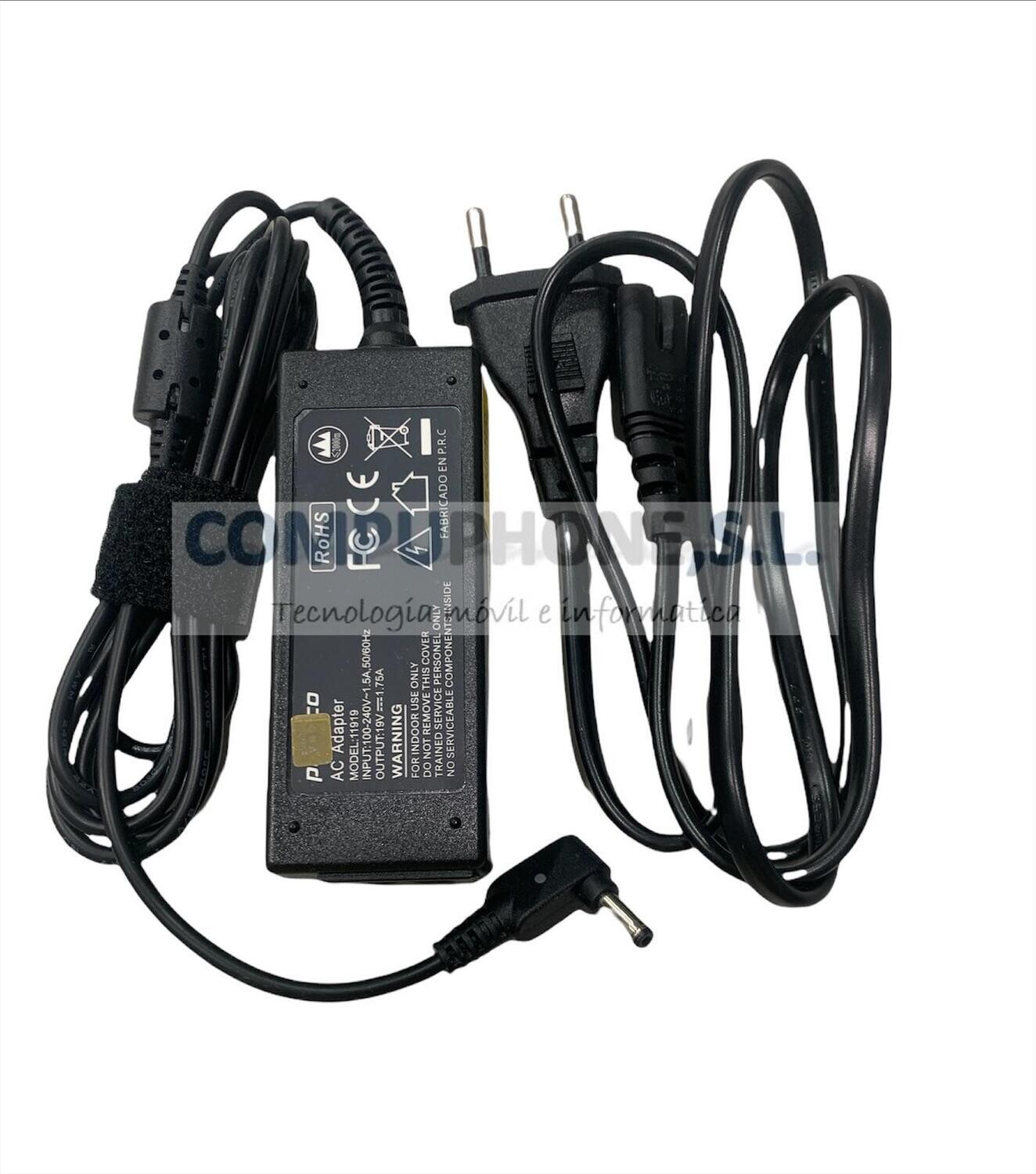 Cargador Compatible Asus 19V 1.75A 33W 4.0 x 1.35mm  ADP-33AW AD890326 0A001-00330100 PACF-11919