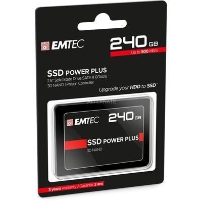 Disco Interno Emtec SSD 240GB X150 Power Plus Unidad de Estado solido 2.5" SATA III 6Gb/s (compatible SATA II 3Gb/s) ECSSD240GX150