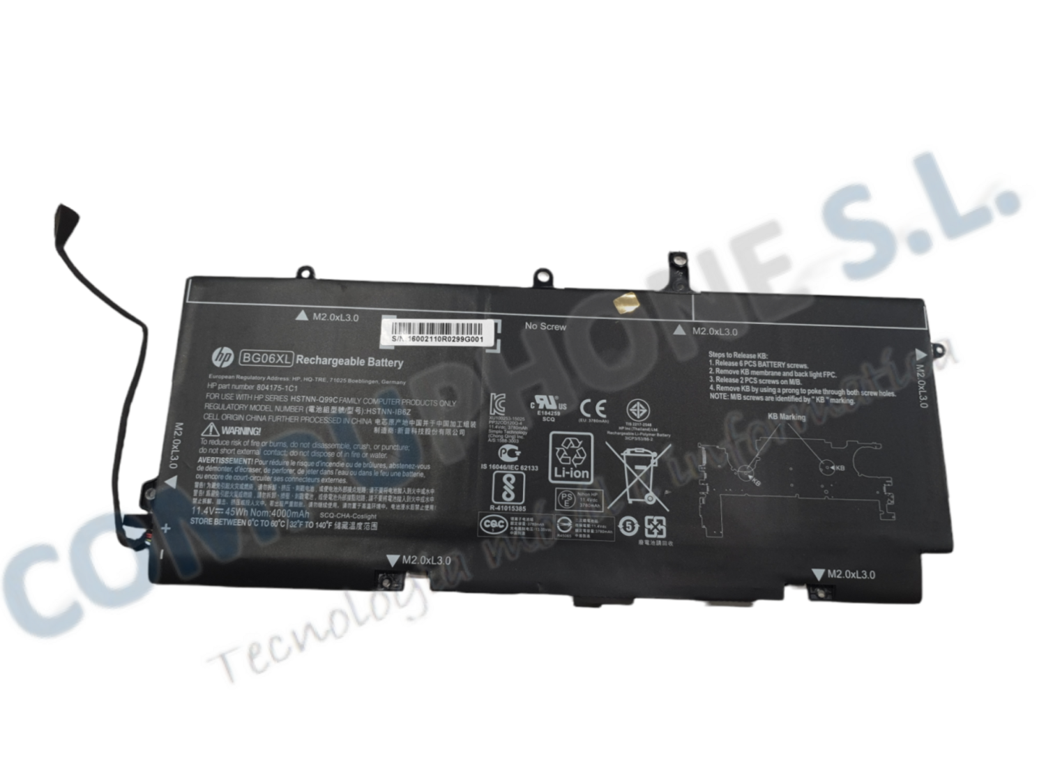 Bateria Original HP EliteBook Folio 1040 G3 Series 11.4V 3900mAh 45Wh BG06XL ,  804175-1C1 , HSTNN-IB6Z
