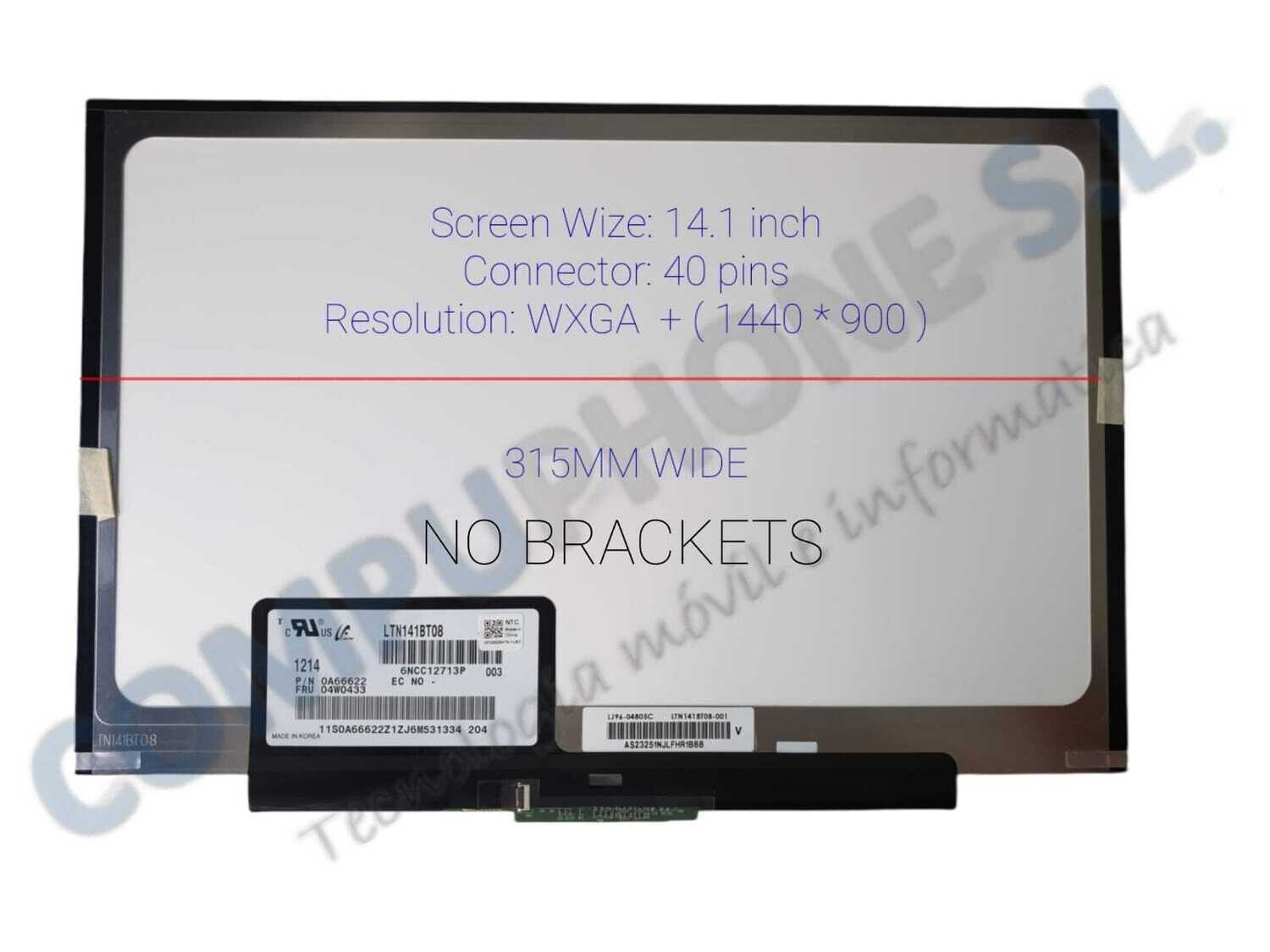 Pantalla 14.1"  LED 40 Pines  Mate  WXGA+ ( 1440 * 900 )  LTN141BT08-001