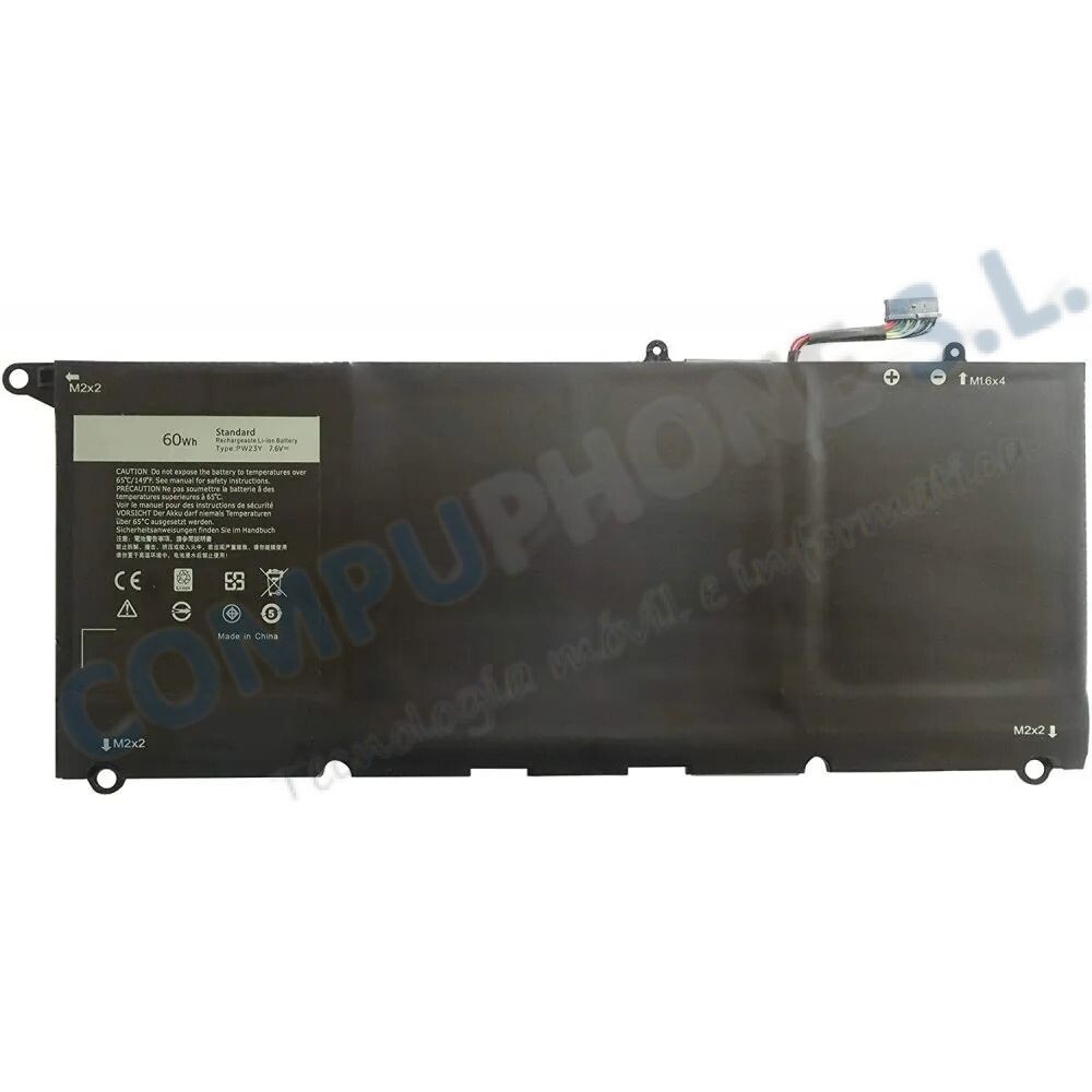 Bateria para DELL XPS 13 9360 Series 7.6V  60Wh 4 Cell PW23Y , RNP72 , TP1GT