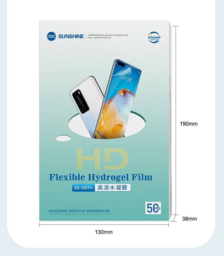 Hidrogel flexible Sunshine HD, 50 SS-057H , para maquina de corte de película automática de la serie SS-890C , pantalla de teléfono móvil, corte de película frontal