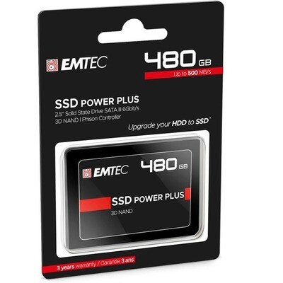 Disco Interno Emtec SSD 480GB X150 Power Plus 3D NAND 2.5" SATA III ECSSD480GX150