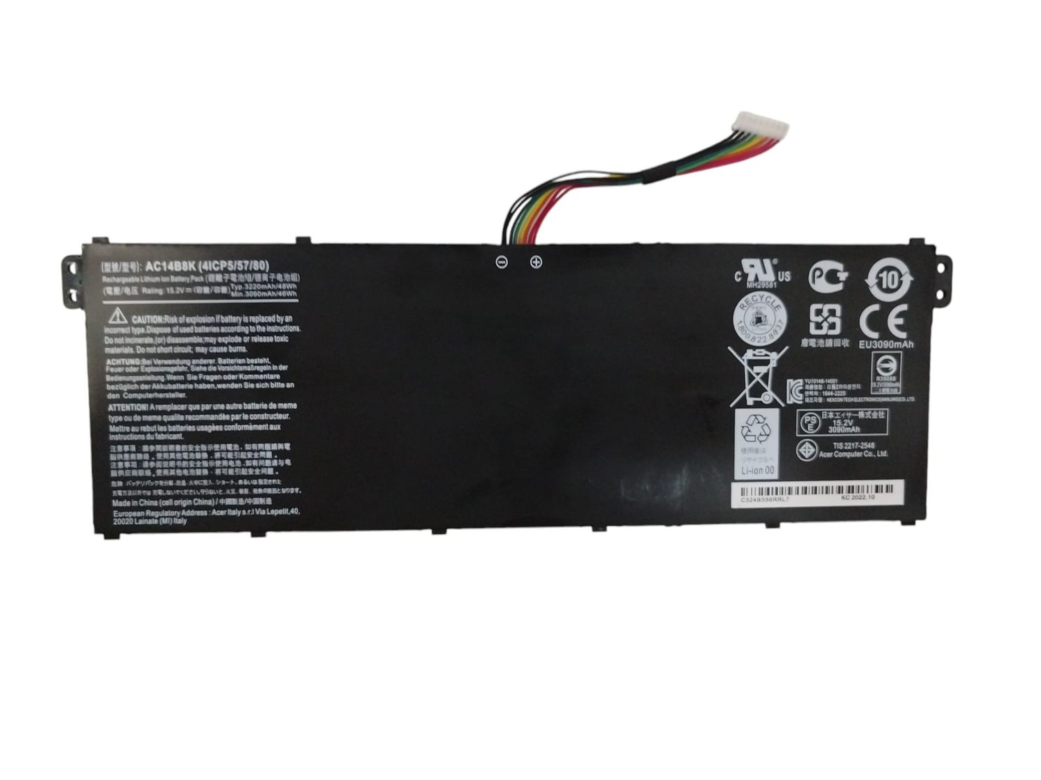 Bateria Acer Travelmate TMB115-MG TMB116-MG TMB117-MG , 15.2V 3220mAh 48Wh 4 Celdas , 4ICP5/57/80 , AC14B8K , BAP3616A , KT.0040G.004