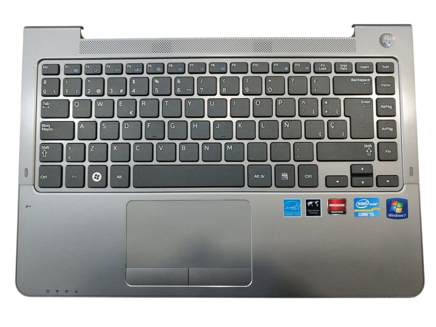 Cover Upper ( Cubierta Superior ) Gray + Teclado Español Black + TouchPad Samsung NP530U4B Series BA59-03260D