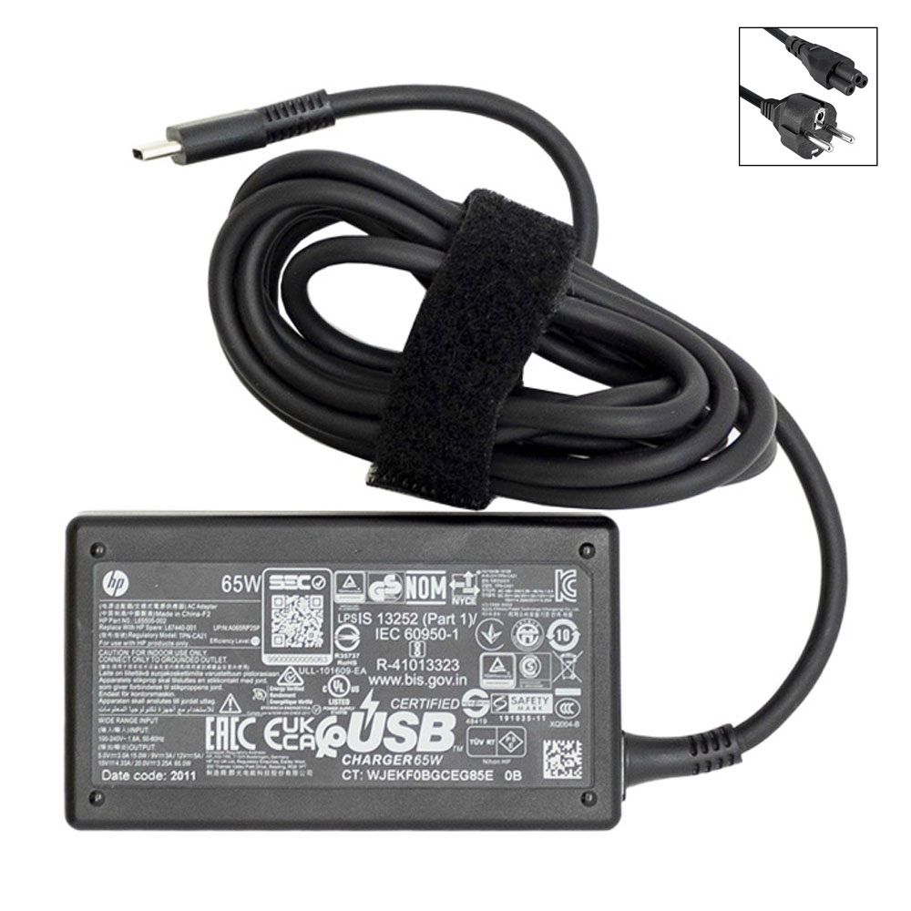 Cargador Original HP USB Tipo C / USB-C 65W 1P3K6AA , 1P3K6AA#ABB , 1P3K6AA ABB