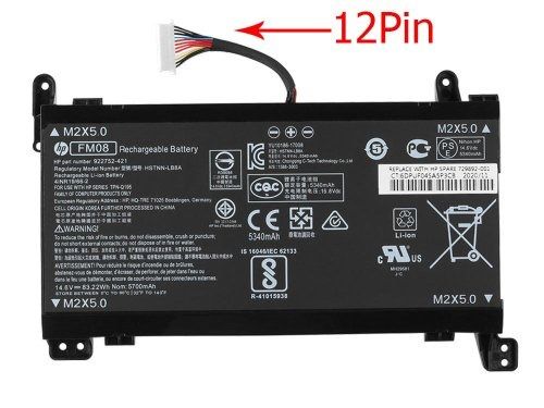 Bateria Original HP Omen 17-AN Series 14.6V 5700mAh 83.22Wh 12Pin FM08  , HSTNN-LB8A , 922752-421 , 922753-421