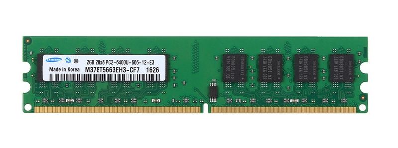 Memoria RAM Samsung DDR2  2GB 2Rx8 PC2-6400U-666-12-E3 M378T5663EH3-CF7