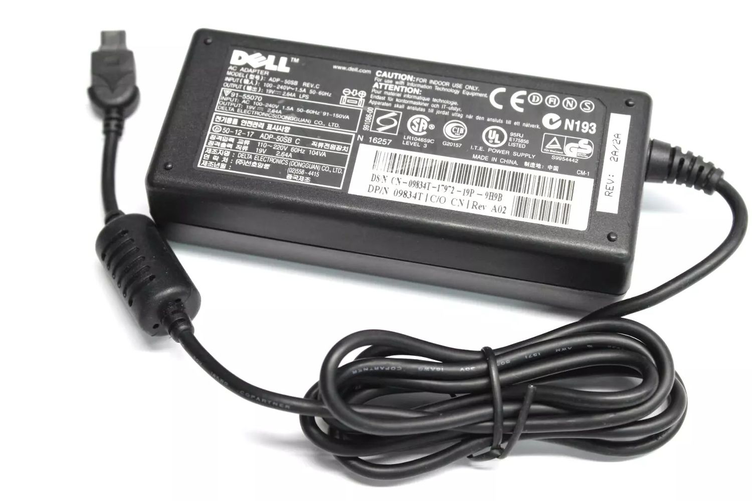 Cargador Original Dell 19V 2.64A ADP-50SB REV.C ,  09834T