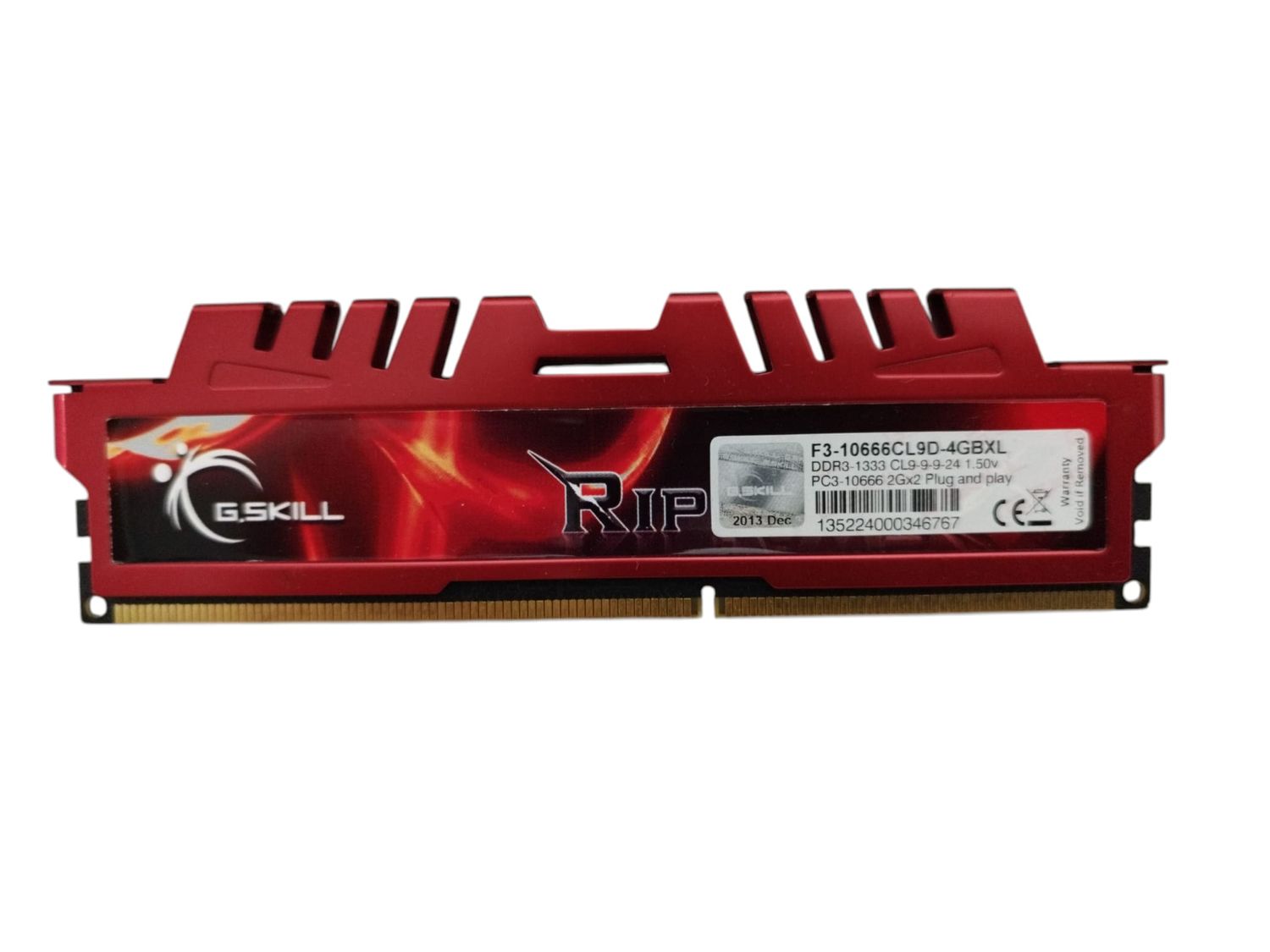 Memoria RAM G.SKILL DDR3 4GB 1333MHz  CL9-9-24 1.50V F3-10666CL9D-AGBXL