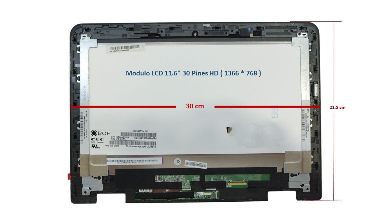 Modulo LCD 11.6 Modulo LCD 11.6" 30 Pines HD ( 1366 * 768 ) Lenovo ThinkPad Yoga 11e 20E5 20E7 HN116WX1-102 , 00HT838 , 00HT839