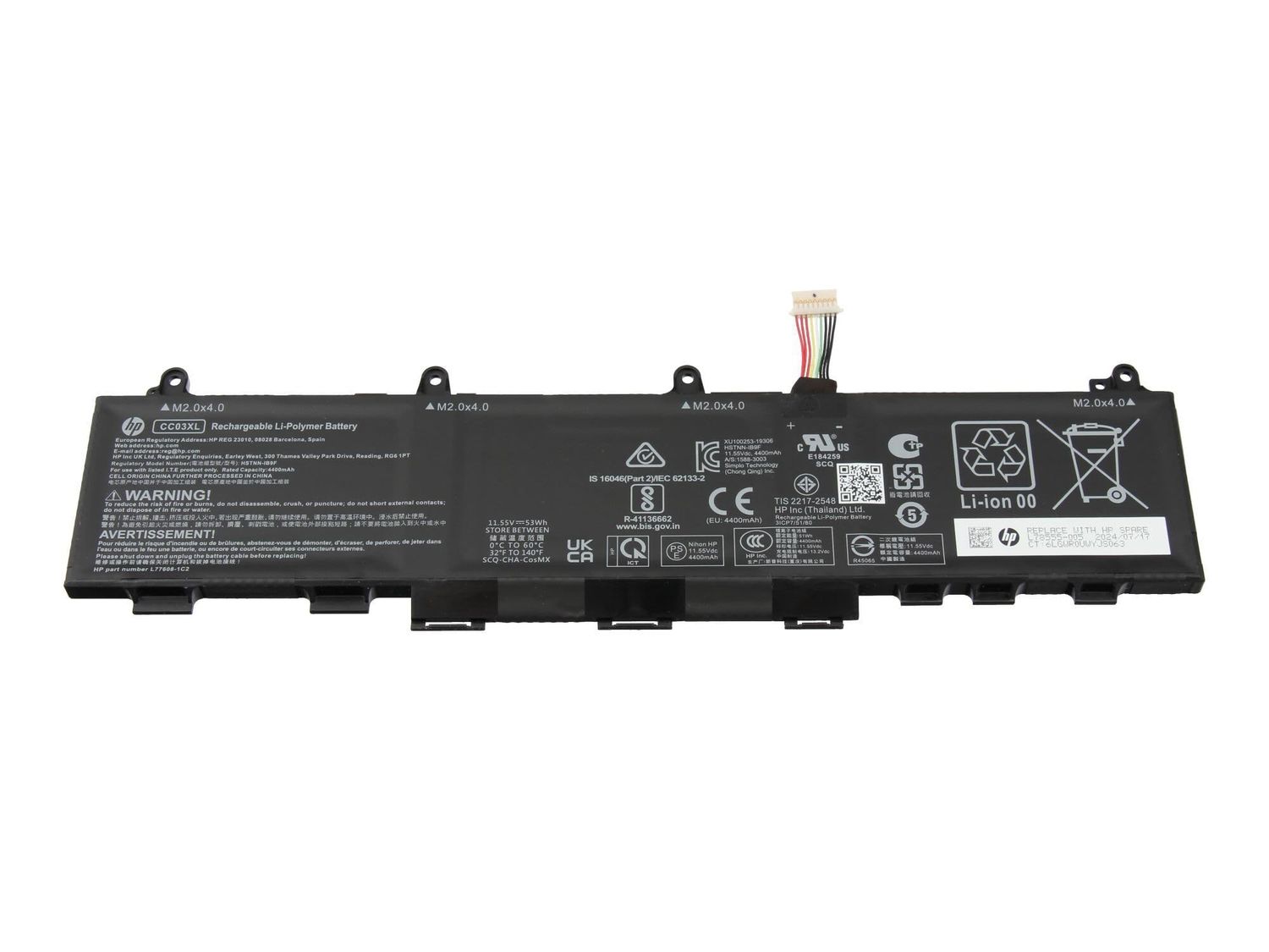 Bateria Original HP EliteBook 830 840 845 850 G7 Series 11.55V 4400mAh 53Wh CC03XL , L77608-2C1 , L77608-421 , L78555-005