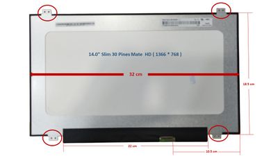 Pantalla 14.0" Slim 30 Pines Mate  HD ( 1366 * 768 ) N140BGA-EA3 , N140BGA-EB3