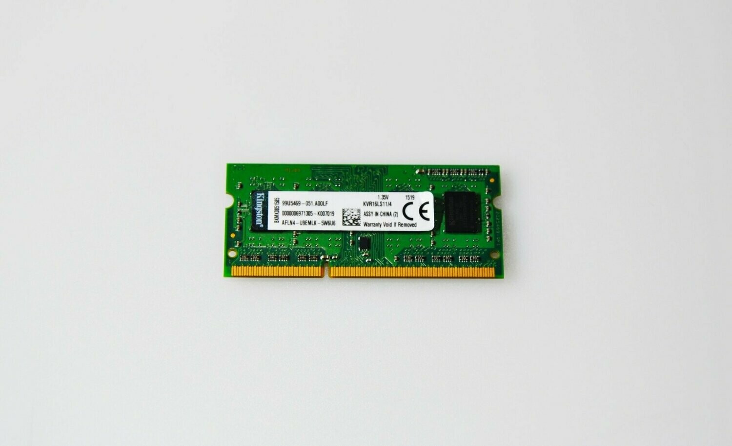 Memoria RAM Kingston DDR3 4GB  1Rx8 512M x 64-Bit PC3L-12800CL11 SODIMM de 204 pines, KVR16LS11/4