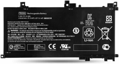 Bateria para HP Pavilion 15-BC  Omen 15-AX Series 11.55V 5150mAh 61.6Wh TE03XL , 593572-001 , 849570-541 , 3icp7/65/80 , 849910-850