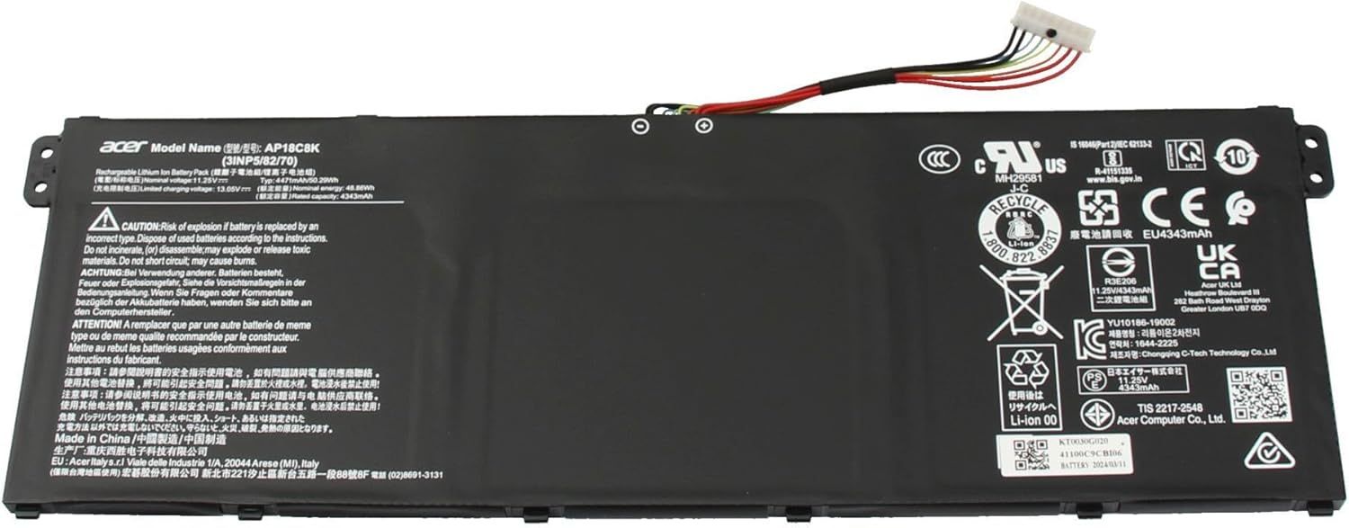 Bateria Original Acer 11.25V 4343mAh  50.29Wh KT.0030G.020 ,  AP18C  , AP18C8K