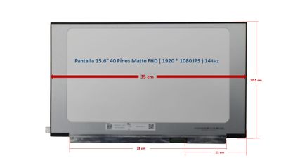 Pantalla 15.6 Pantalla 15.6" 40 Pines Matte FHD ( 1920 * 1080 IPS ) 144Hz N156HRA-EA1 Rev.C1