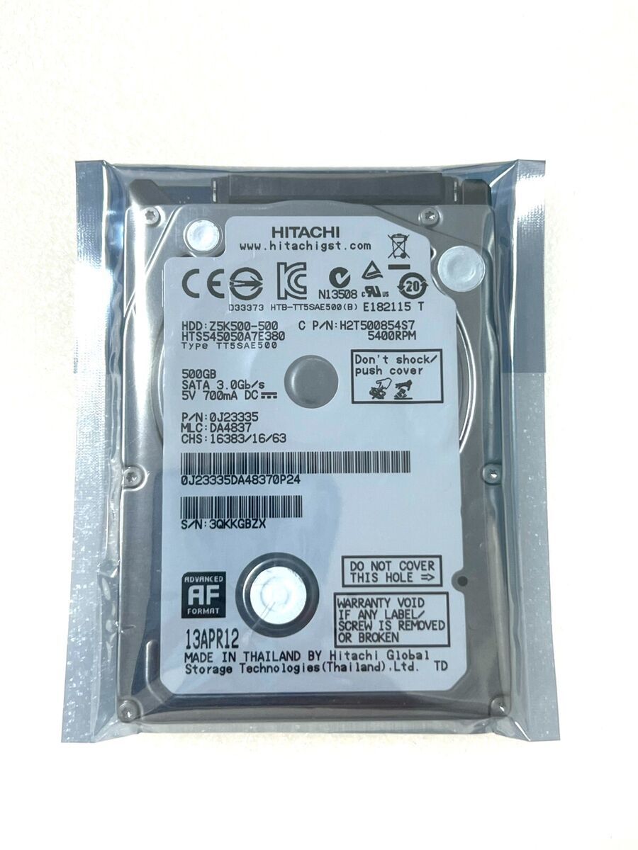 Unidad de disco duro interno Hitachi 500GB Sata 2.5 Unidad de disco duro interno Hitachi 500GB Sata 2.5" 5400RPM HTS545050A7E380 , 0J23335 , Z5K500-500