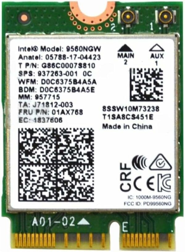 Tarjeta Wifi Intel 9560NGW 937263-001 , 01AX768 , J47195-001 Tarjeta Wifi Intel 9560NGW 937263-001 , 01AX768 , J47195-001
