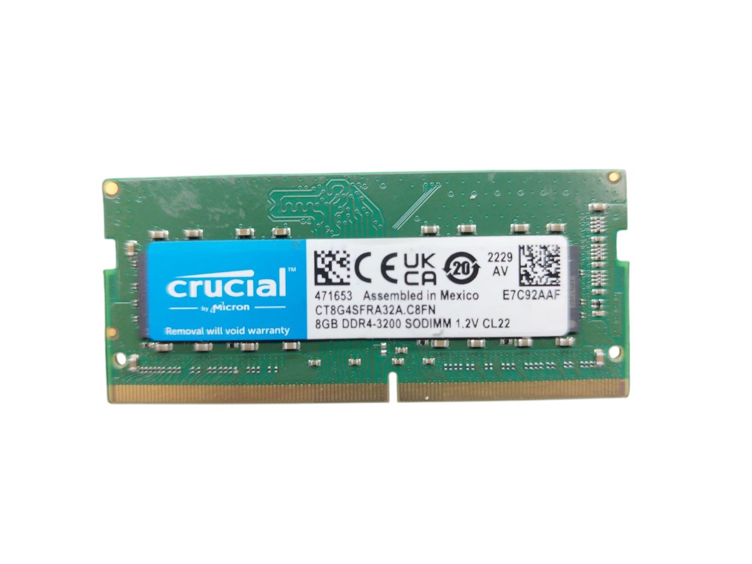 Memoria RAM Crucial DDR4 8GB 1RX8  3200MHz  CT8G4SFRA32A.C8FN