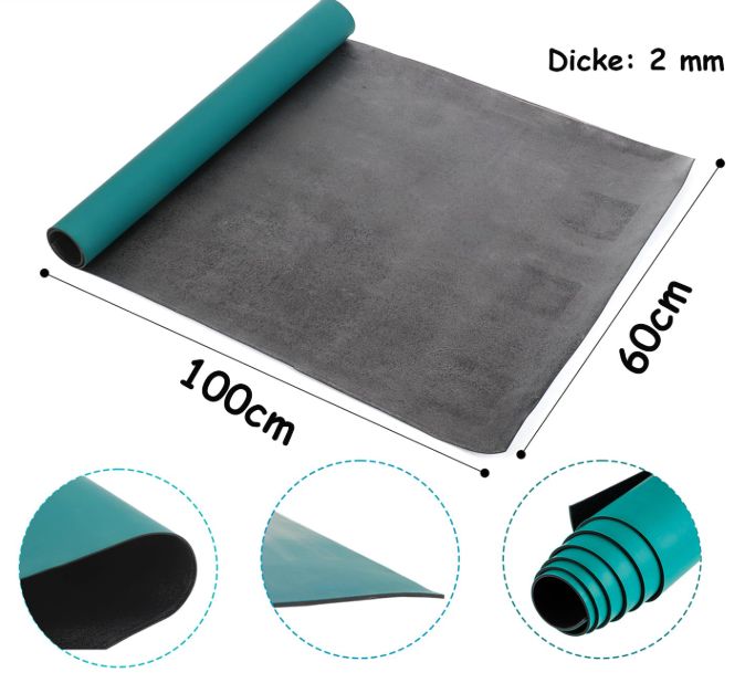 Alfombrilla Antiestática ESD, 100cm * 60 cm alfombrilla de trabajo antiestática, alfombrilla de trabajo para mesa, antideslizante, de goma, reparación, 2 mm de grosor, color verde Alfombrilla Antiestática ESD, 100cm * 60 cm alfombrilla de trabajo antiestática, alfombrilla de trabajo para mesa, antideslizante, de goma, reparación, 2 mm de grosor, color verde