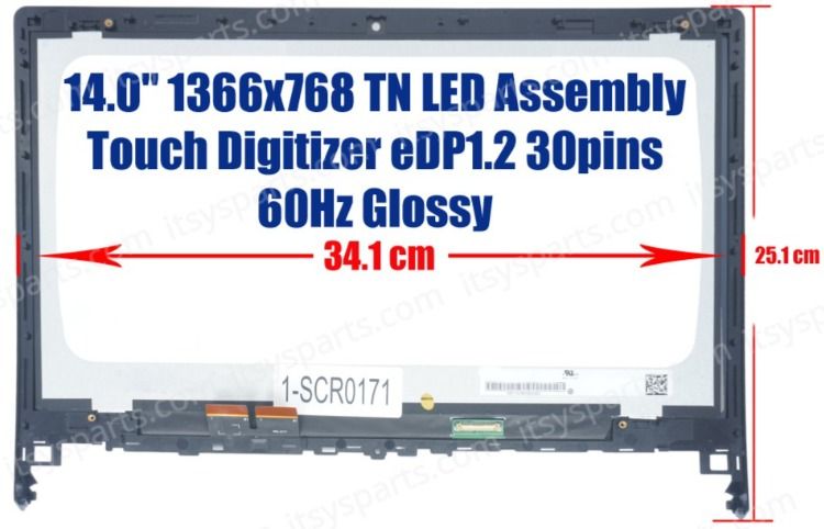 Modulo LCD 14" HD 30 Pines ( 1366 * 768 ) + Tactil + Bizel Lenovo Flex 2-14  Flex 2-14D 20376 20404 N140BGA-EA3