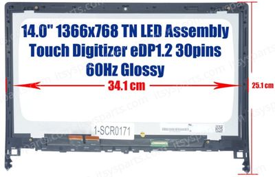 Modulo LCD 14 Modulo LCD 14" HD 30 Pines ( 1366 * 768 ) + Tactil + Bizel Lenovo Flex 2-14 Flex 2-14D 20376 20404 N140BGA-EA3