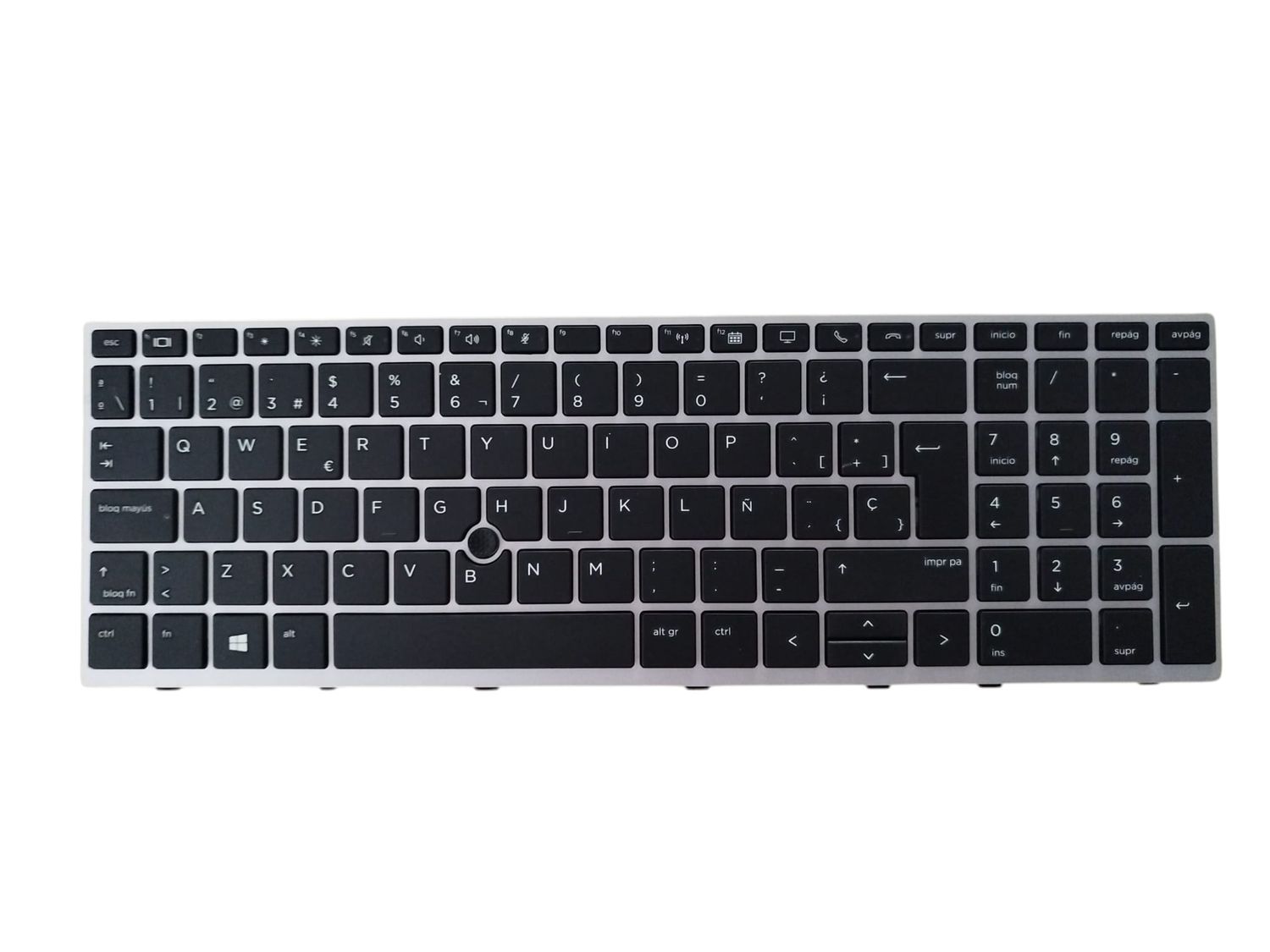 Teclado Español Negro + Marco Plateado + Pointstick HP ZBook 15u G5 Series EliteBook 850 G5 850 G6 755 G5 L17971-071 Teclado Español Negro + Marco Plateado + Pointstick HP ZBook 15u G5 Series EliteBook 850 G5 850 G6 755 G5 L17971-071