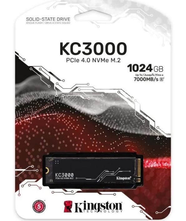 Disco SSD Kingston KC3000 1TB/ M.2 2280 PCIe Gen4 con Disipador de Calor SKC3000S/1024G 740617324433