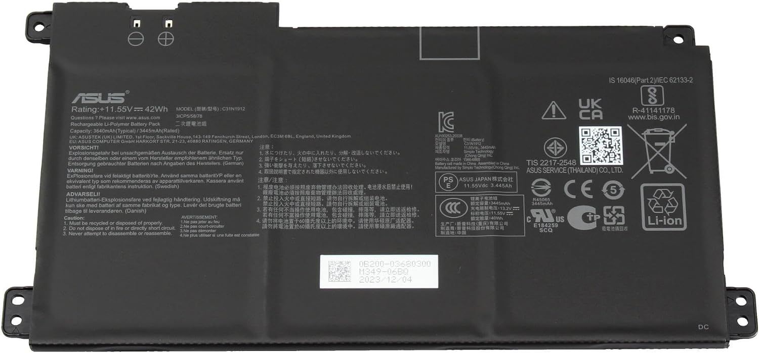 Bateria Original Asus E410KA E410MA Series 11.55V 3640mAh 42Wh B31N1912 , 0B200-03680200