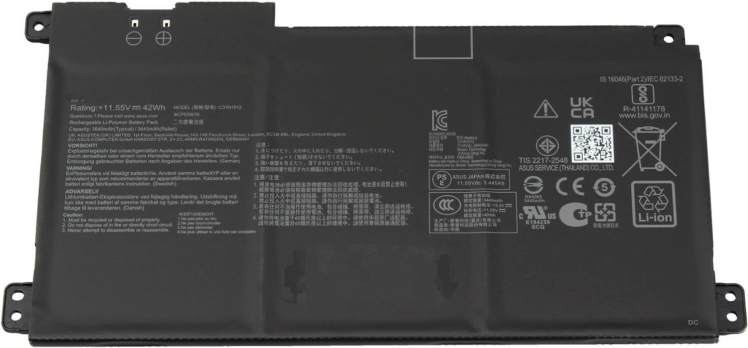 Bateria Original Asus E410MA-EK007TS 11.55V 3640mAh 42Wh B31N1912 , 0B200-03680200 Bateria Original Asus E410MA-EK007TS 11.55V 3640mAh 42Wh B31N1912 , 0B200-03680200