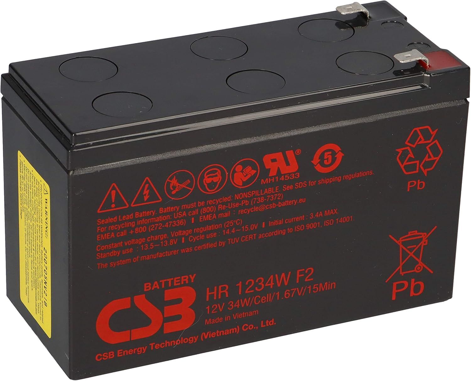 Bateria CSB HR 1234W 12V 9ah AGM para SAI UPS