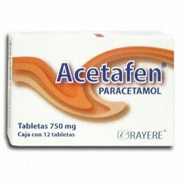 Acetafen 750mg Oral 12 Tabletas