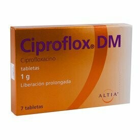 Ciproflox DM 1g caja con 7 Tabletas