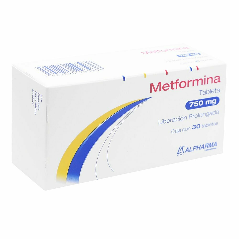 Metformina 750mg oral 30 Tabletas