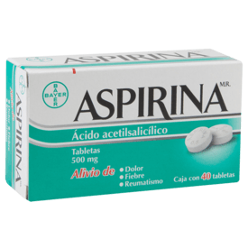 Aspirina 500 mg Oral 40 Tabletas