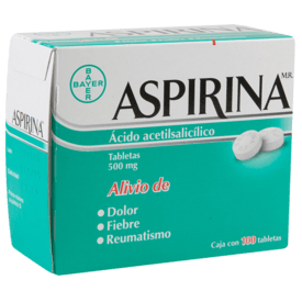 Aspirina 500mg Oral 100 Tabletas