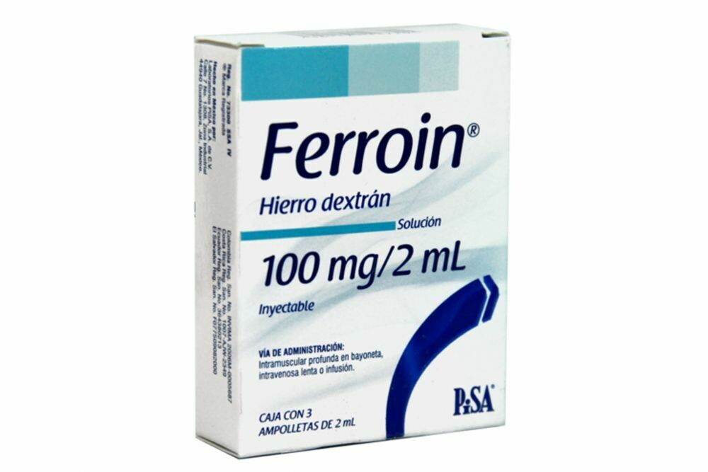 Ferroin 100mg Solución Inyectable 3 ampolletas
