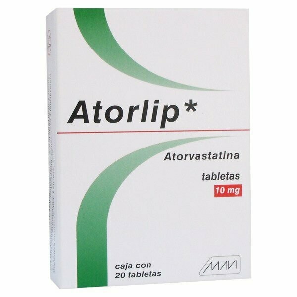 Atorlip 10mg caja con 20 Tabletas