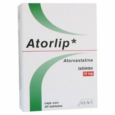 Atorlip 10mg caja con 20 Tabletas