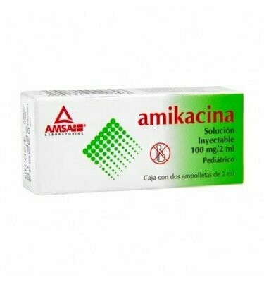 Amikacina 100mg Solucion Inyectable 2mL 2 Ampolletas