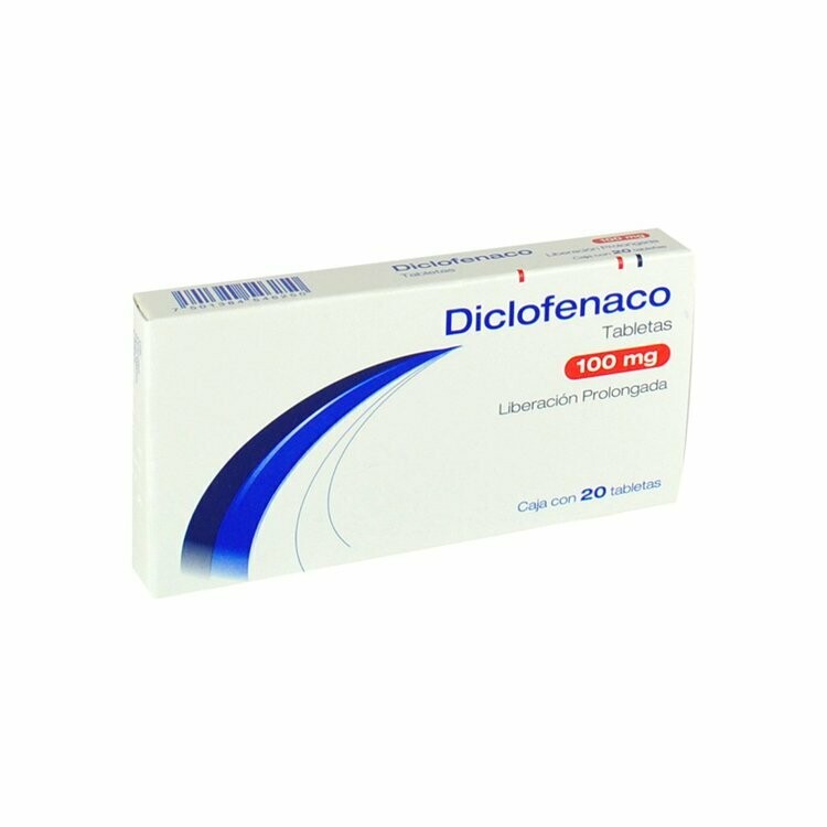 Diclofenaco 100mg oral 20 Tabletas Diclofenaco 100mg oral 20 Tabletas