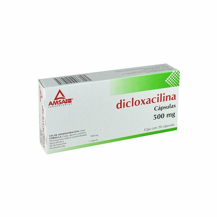 Dicloxacilina 500mg Caja con 20 Capsulas