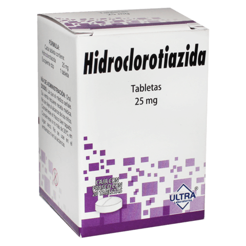 Hidroclorotiazida 25mg oral 20 Tabletas