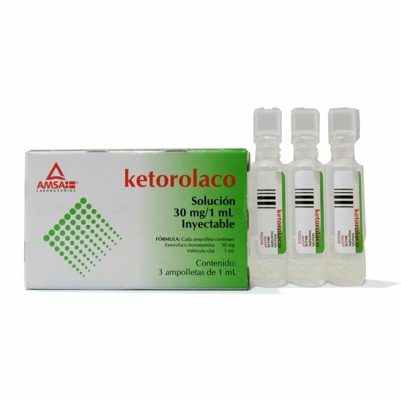 Ketorolaco, Tramadol Solucion Inyectable con 3 Ampolletas
